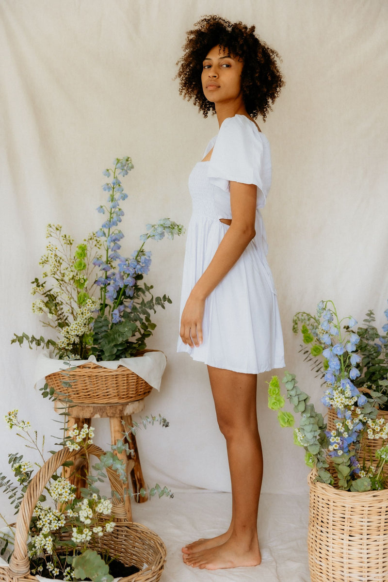 Haven Mini Dress - Milk  Oakie The Label