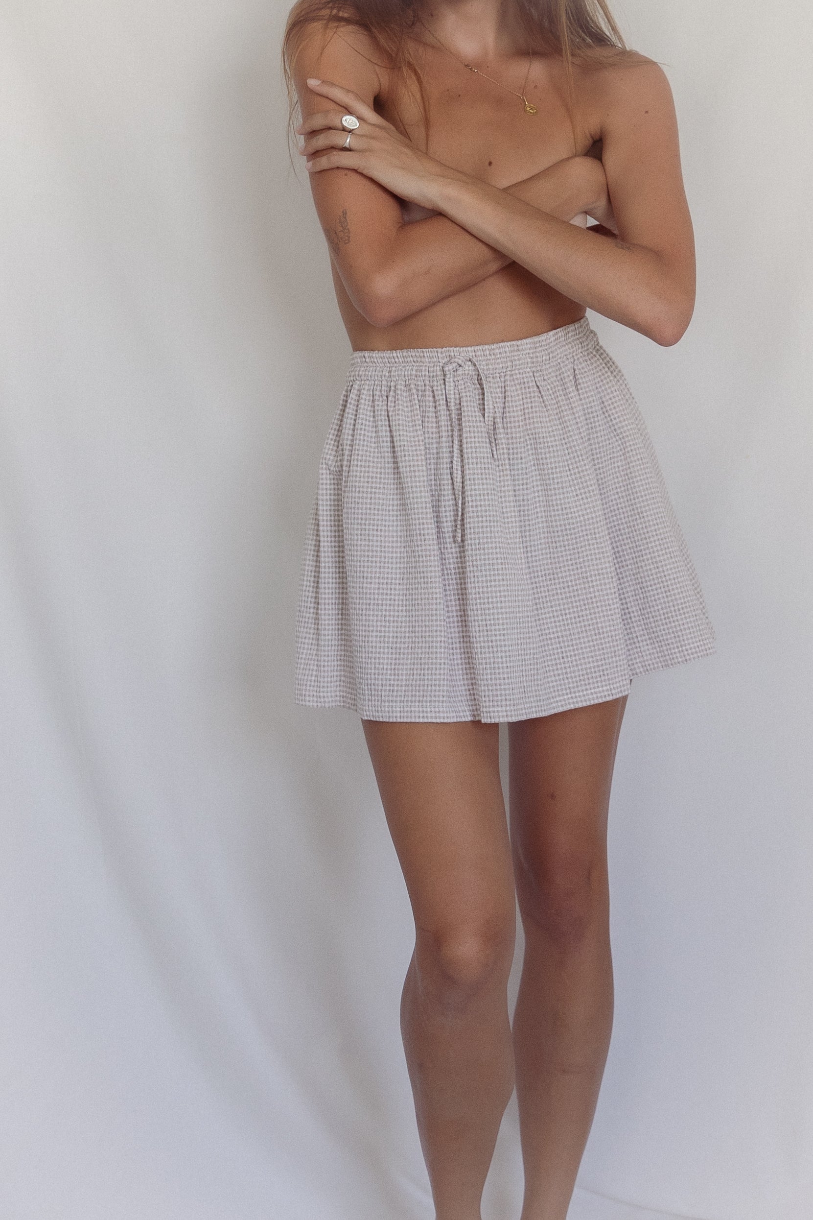 Lottie skirt - Fawn gingham