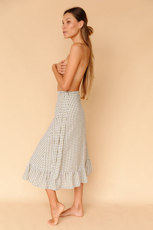 Rosie Wrap Skirt - Eucalyptus Gingham