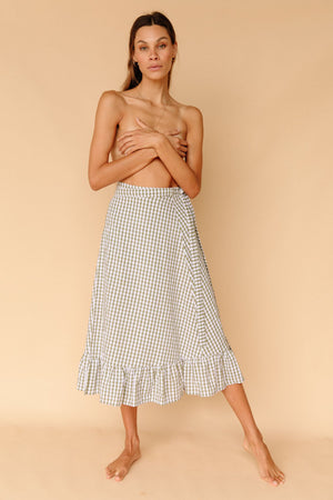 Rosie Wrap Skirt - Eucalyptus Gingham